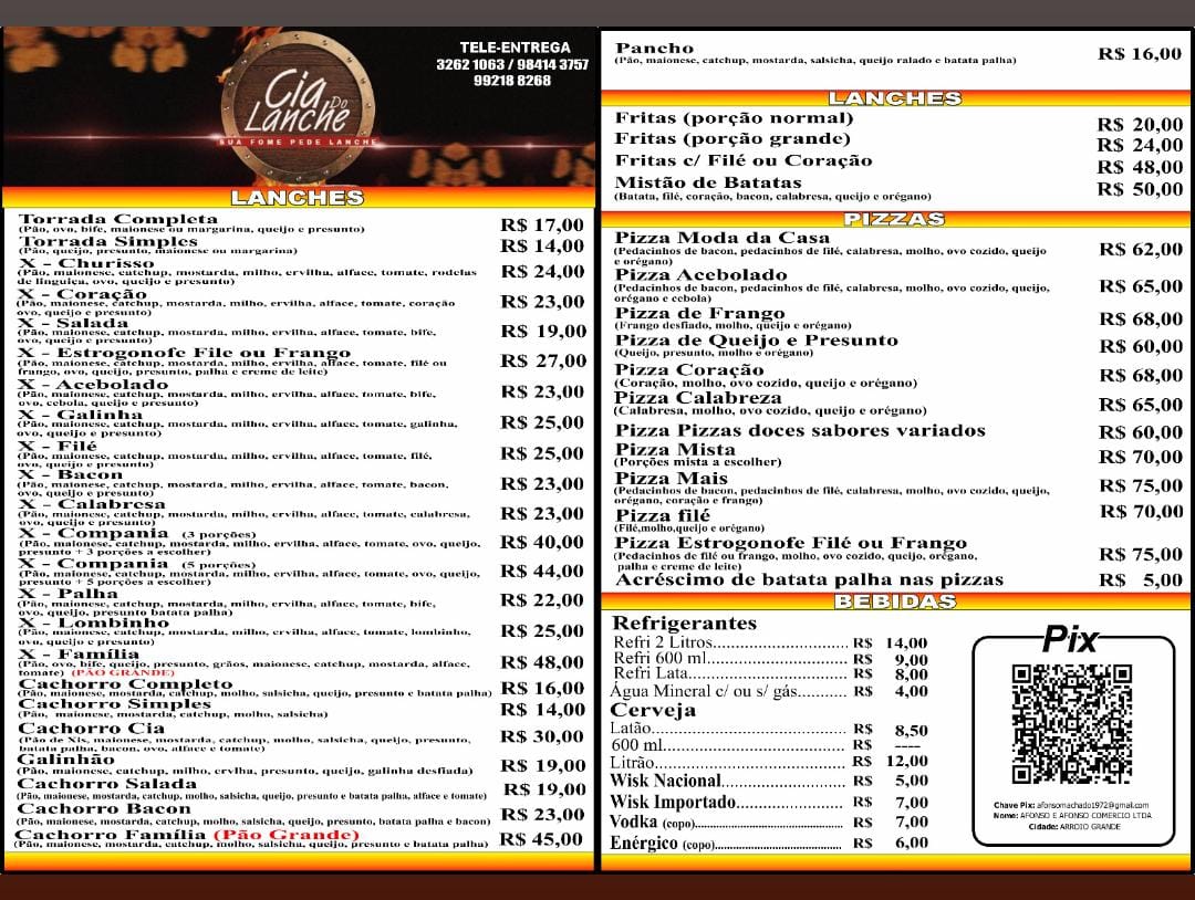 Cardápio Cia do Lanche